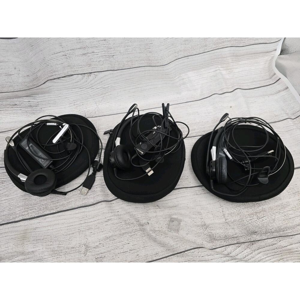 JABRA BIZ 2400 II Duo Wired On-The-Ear Headset With Microphone Black Lot of 3